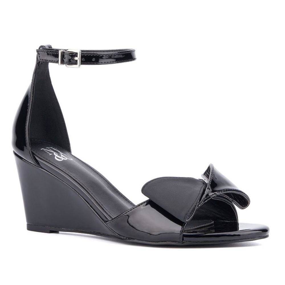 New York & Company Aimee Women's Wedge Sandals, Size: 7, Black Combo